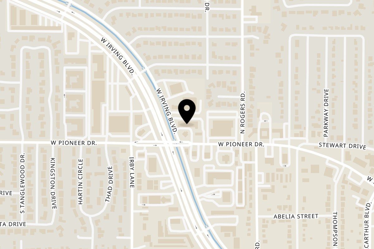 Map showing the location of Pizza King of Irving on 1711 W Irving Blvd # 151 in Irving