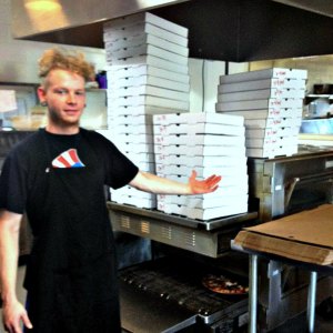 Large order of pizzas for a pizza tower
